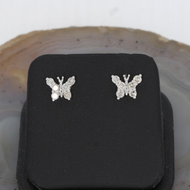 Sale! Wert 890 € Brillant Schmetterling Ohrringe in 750er 18 K Weißgold - H38