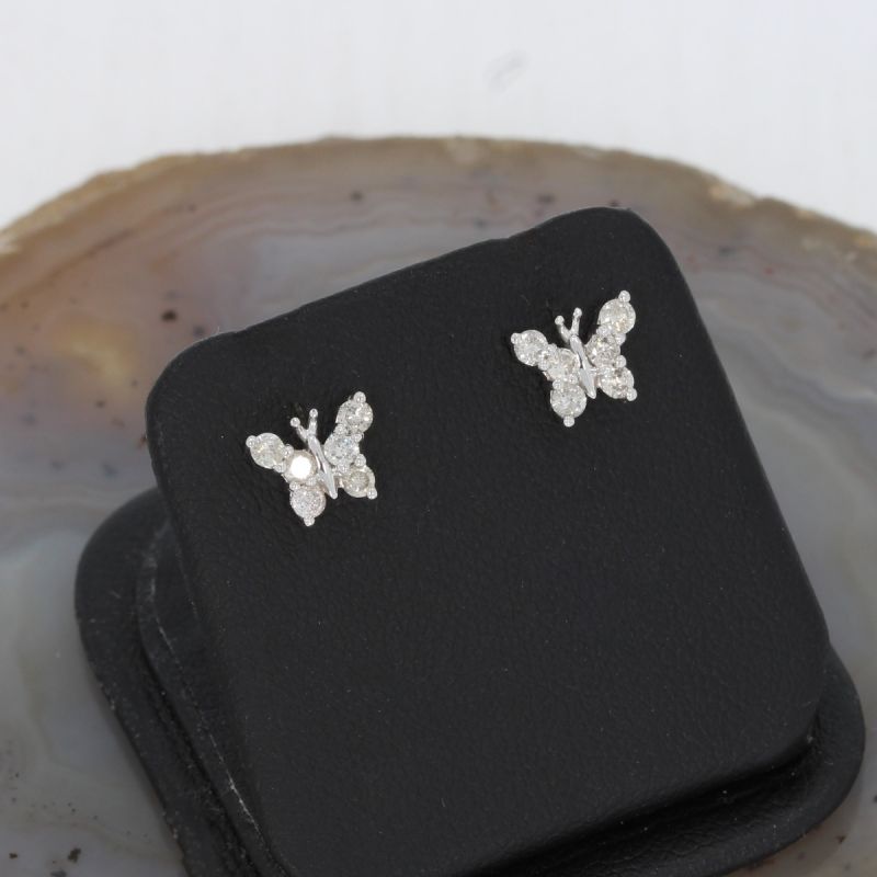 Sale! Wert 890 € Brillant Schmetterling Ohrringe in 750er 18 K Weißgold - H38