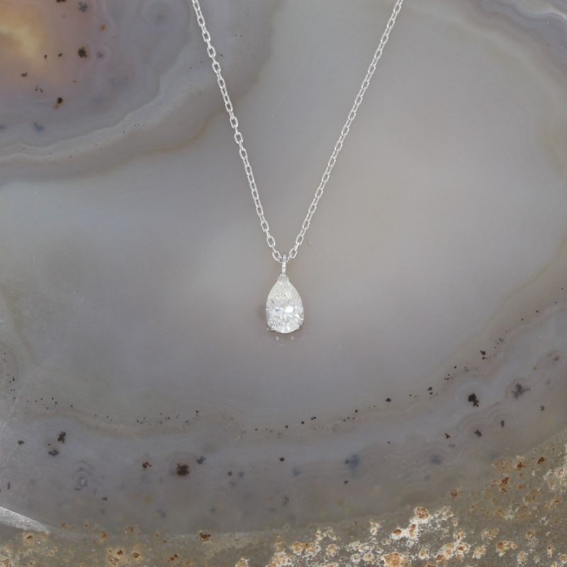 Sale! Wert 1900 € Diamant Anhänger mit Kette in 750er 18 K Weißgold - H1266