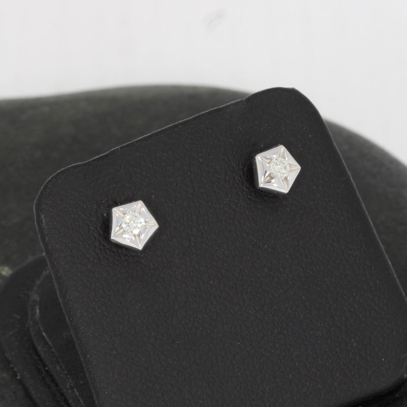 Sale! Wert 690 € Solitär Brillant Ohrringe (0,10 carat) in 750er 18 K Weißgold - H43