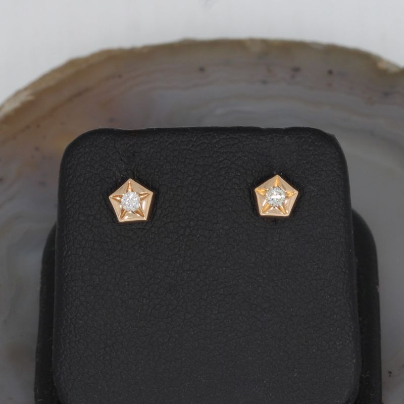 Wert 690 € Solitär Brillant Ohrringe (0,10 carat) in 750er 18 K Rosegold - H44