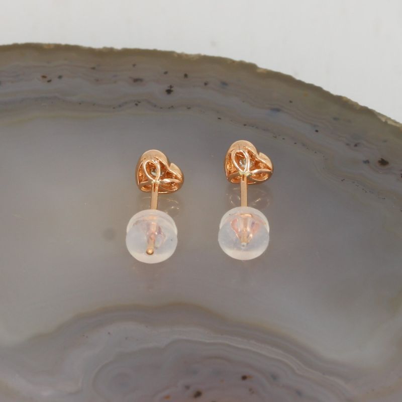 Wert 690 € Solitär Brillant Ohrringe Ohrstecker Herz (0,10 carat) in 750er 18 K Rosegold - H49