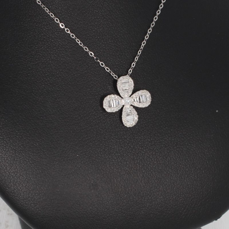 Wert 1750 € Brillant Diamant Anhänger & Kette in 750er 18 K Weißgold - H60
