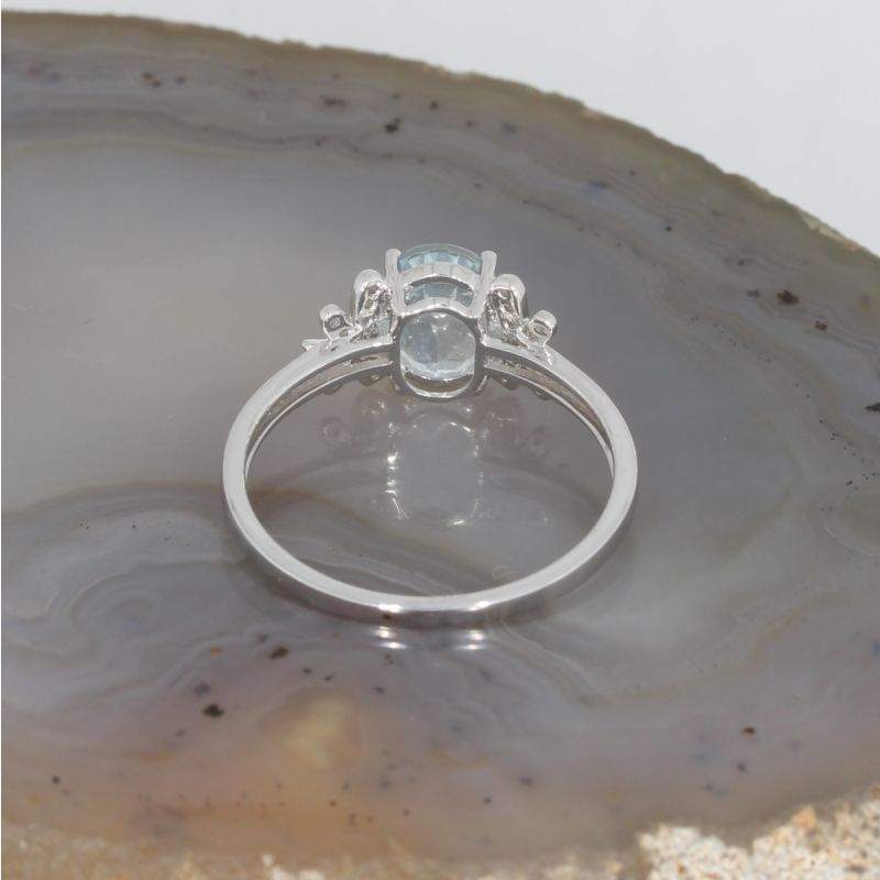 Wert 1590 € Brillant Aquamarin Ring in 750er 18 K Weißgold Gr. 54 - H54