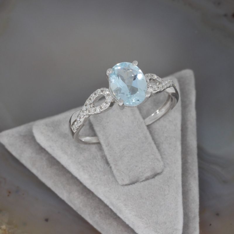 Wert 1690 € Brillant Aquamarin Ring in 750er 18 K Weißgold Gr.56 - H58