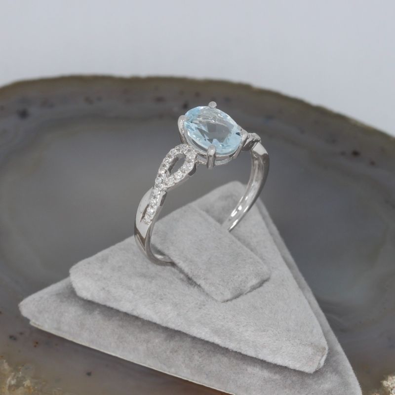 Wert 1690 € Brillant Aquamarin Ring in 750er 18 K Weißgold Gr.56 - H58