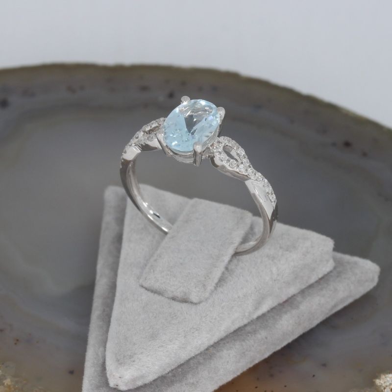 Wert 1690 € Brillant Aquamarin Ring in 750er 18 K Weißgold Gr.56 - H58