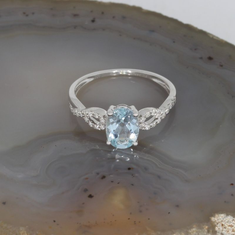 Wert 1690 € Brillant Aquamarin Ring in 750er 18 K Weißgold Gr.56 - H58