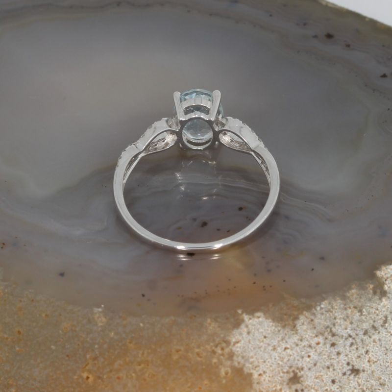 Wert 1690 € Brillant Aquamarin Ring in 750er 18 K Weißgold Gr.56 - H58