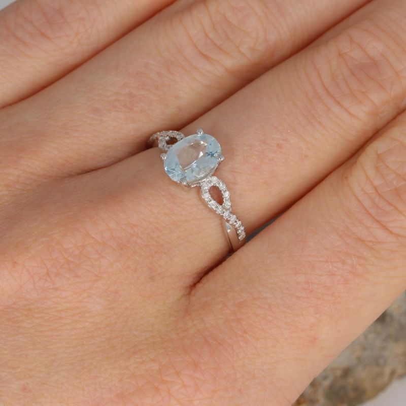 Wert 1690 € Brillant Aquamarin Ring in 750er 18 K Weißgold Gr.56 - H58