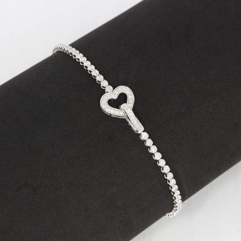 Wert 4990 € Brillant Herz Armband (1,00 carat) in 750er 18 K Weißgold L.17,5 cm - H192