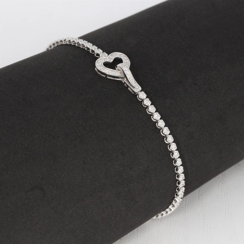 Wert 4990 € Brillant Herz Armband (1,00 carat) in 750er 18 K Weißgold L.17,5 cm - H192