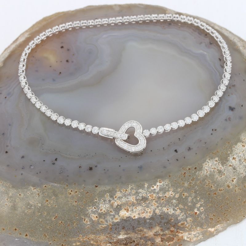 Wert 4990 € Brillant Herz Armband (1,00 carat) in 750er 18 K Weißgold L.17,5 cm - H192