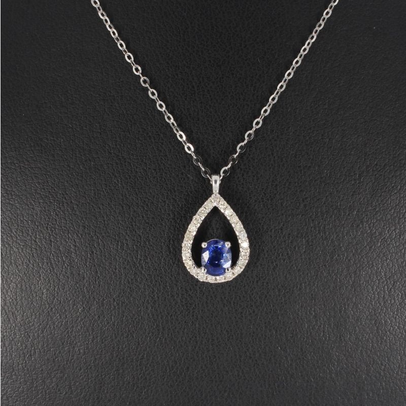 Wert 1290 € Brillant Saphir Collier in 750er 18 K Weißgold - H18