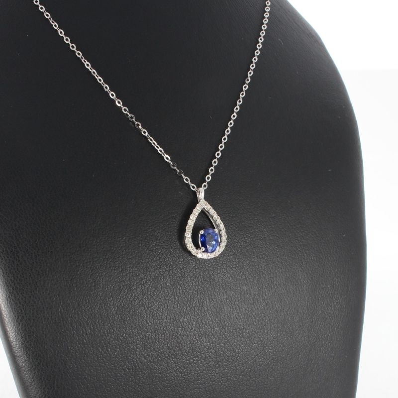 Wert 1290 € Brillant Saphir Collier in 750er 18 K Weißgold - H18
