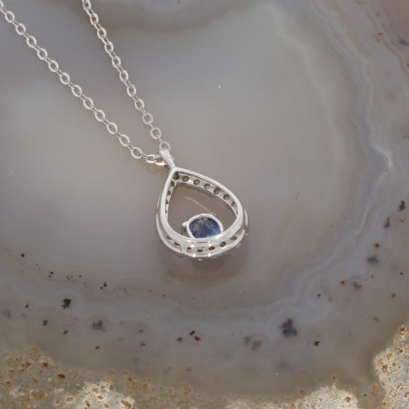 Wert 1290 € Brillant Saphir Collier in 750er 18 K Weißgold - H18