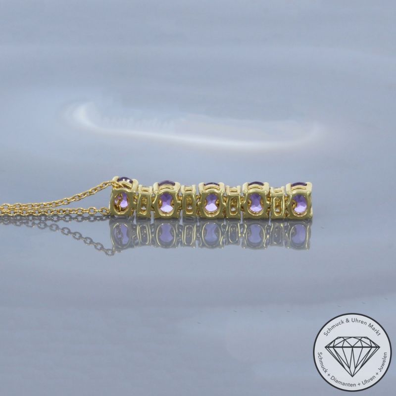 Wert 1350 € Brillant Amethyst Collier in 750er 18 K Gelbgold - 80700