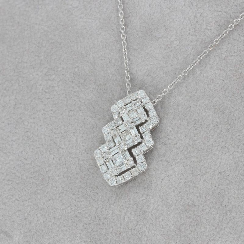 Wert 2690 € Brillant Diamant Anhänger & Kette in 750er 18 K Weißgold - H79