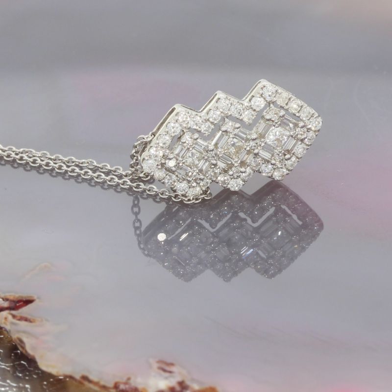 Wert 2690 € Brillant Diamant Anhänger & Kette in 750er 18 K Weißgold - H79