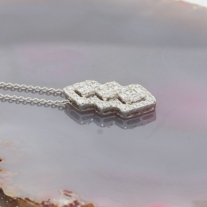 Wert 2690 € Brillant Diamant Anhänger & Kette in 750er 18 K Weißgold - H79