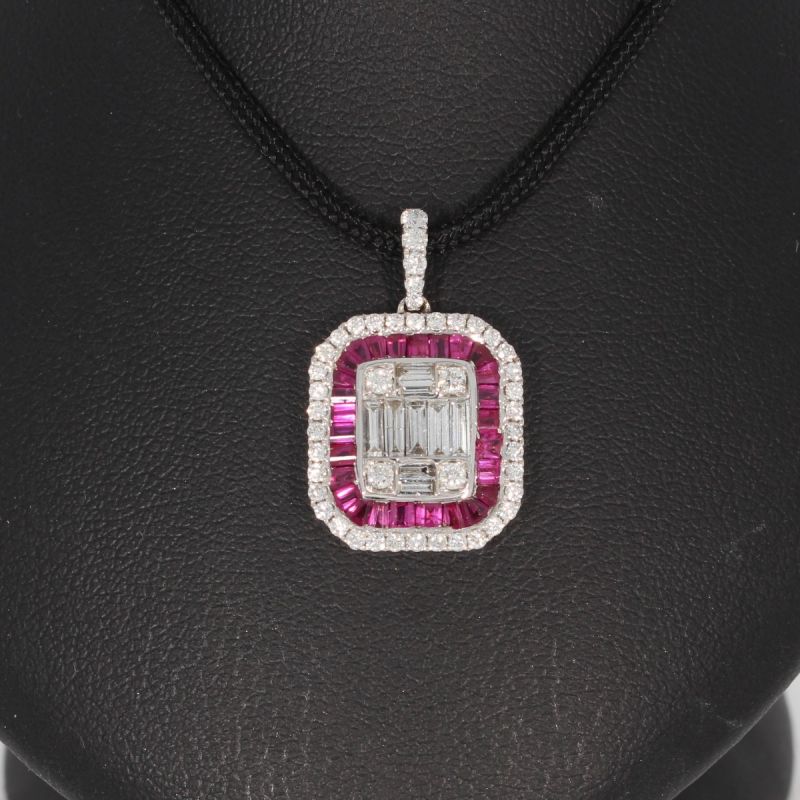 Sale! Wert 3050 € Brillant Diamant Rubin Anhänger in 750er 18 K Weißgold - 80742