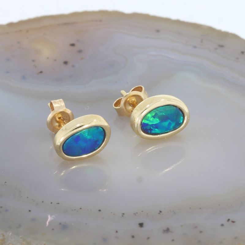 Wert 650 € Opal Ohrringe in 585er 14 K Gelbgold - 80856