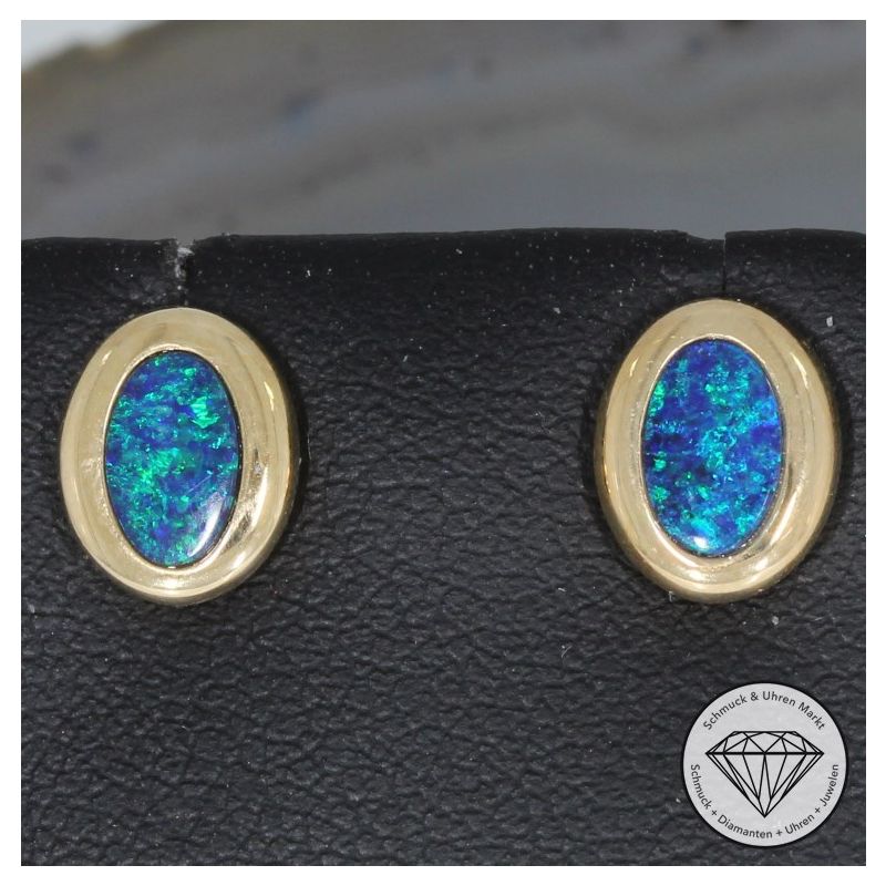 Wert 400 € Opal Ohrringe in 585er 14 K Gelbgold - 80917