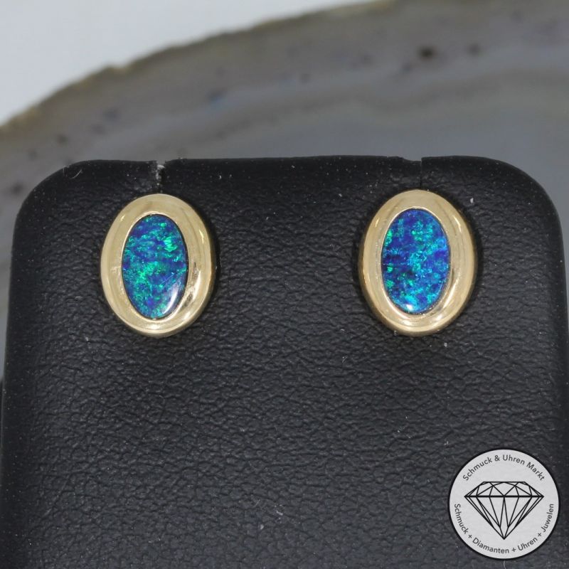 Wert 400 € Opal Ohrringe in 585er 14 K Gelbgold - 80917