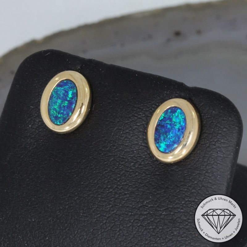 Wert 400 € Opal Ohrringe in 585er 14 K Gelbgold - 80917