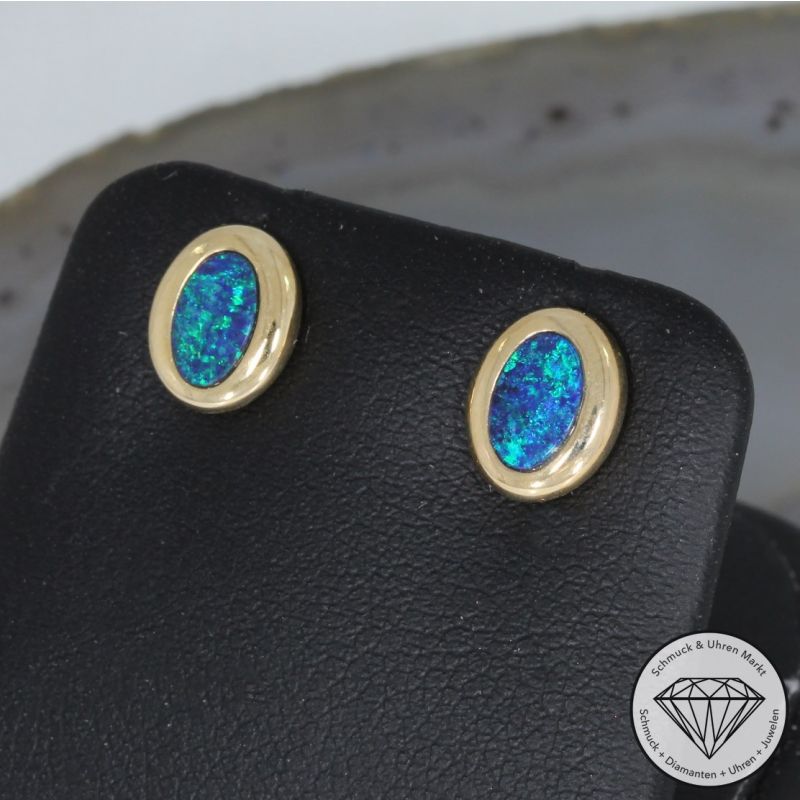 Wert 400 € Opal Ohrringe in 585er 14 K Gelbgold - 80917