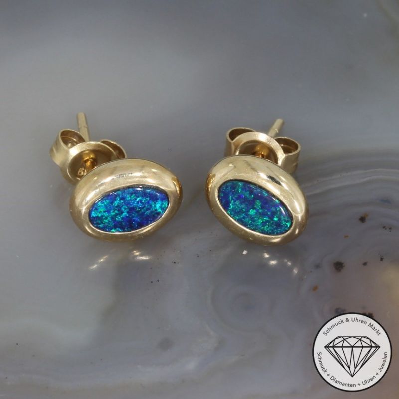 Wert 400 € Opal Ohrringe in 585er 14 K Gelbgold - 80917