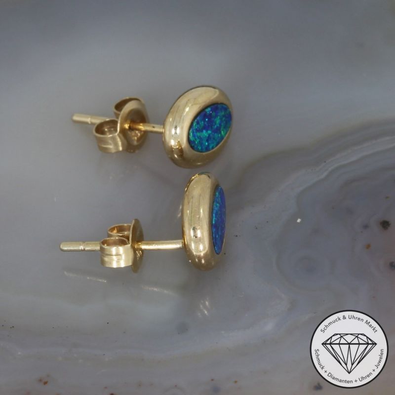 Wert 400 € Opal Ohrringe in 585er 14 K Gelbgold - 80917