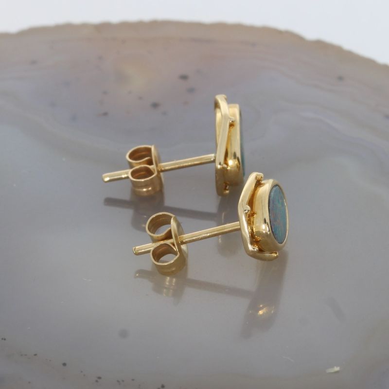 Wert 560 € Opal Ohrstecker 585er 14 K Gelbgold - 80935