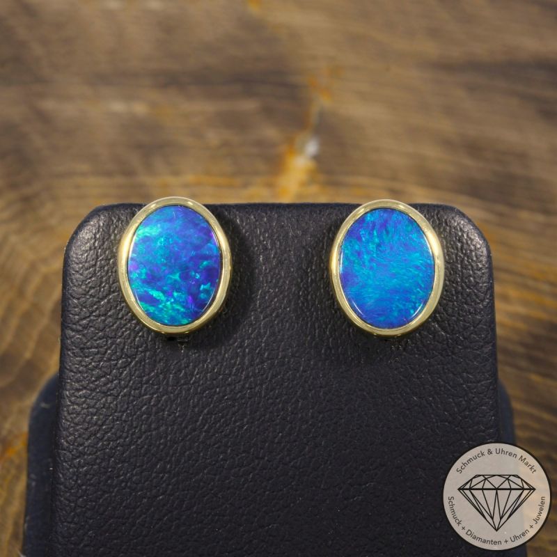 Wert 900 € Opal Ohrringe in 585er 14 K Gelbgold - 80985