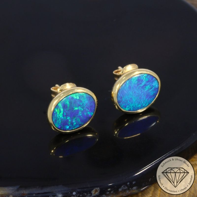 Wert 900 € Opal Ohrringe in 585er 14 K Gelbgold - 80985