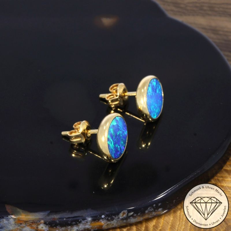 Wert 900 € Opal Ohrringe in 585er 14 K Gelbgold - 80985