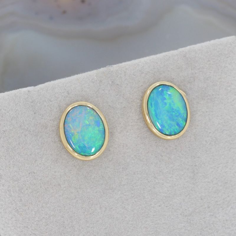 Wert 900 € Opal Ohrringe in 585er 14 K Gelbgold - 80988