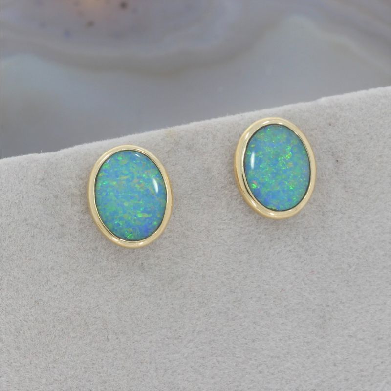 Wert 900 € Opal Ohrstecker in 585er 14 K Gelbgold - 80990