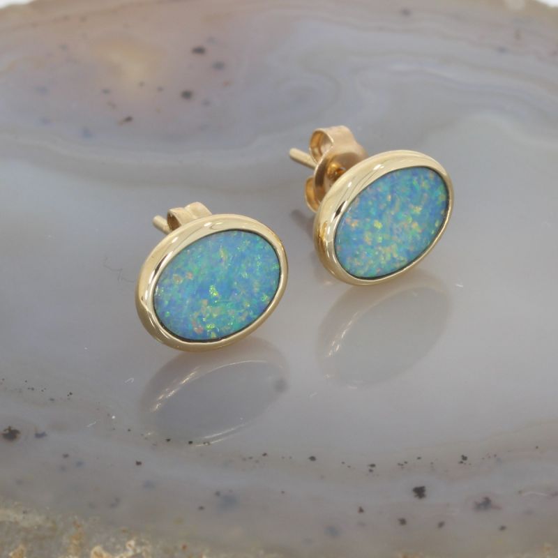 Wert 900 € Opal Ohrstecker in 585er 14 K Gelbgold - 80990