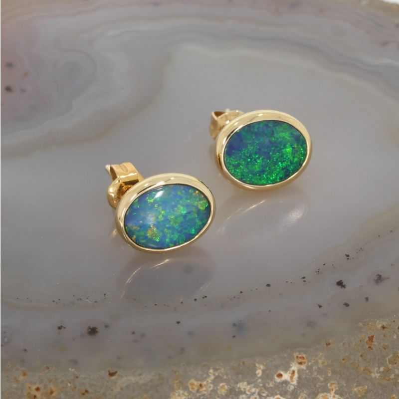 Wert 900 € Opal Ohrringe in 585er 14 K Gelbgold - 80993
