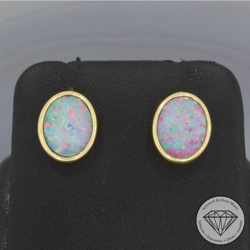 Wert 900 € Opal Ohrringe (2,40 carat) in 585er 14 K Gelbgold - 80998