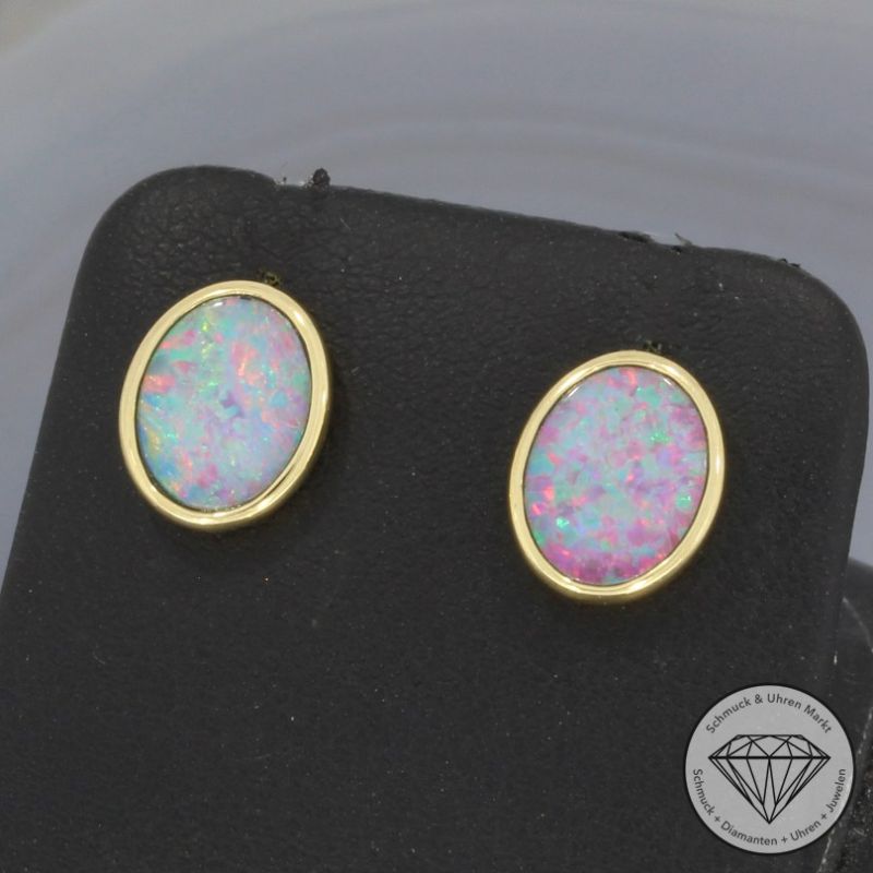 Wert 900 € Opal Ohrringe (2,40 carat) in 585er 14 K Gelbgold - 80998