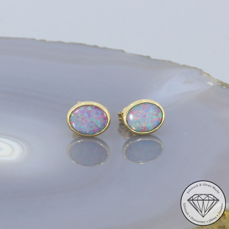 Wert 900 € Opal Ohrringe (2,40 carat) in 585er 14 K Gelbgold - 80998