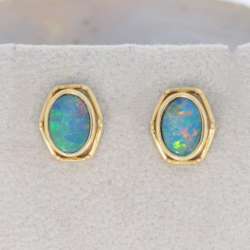 Wert 560 € Opal Ohrringe in 585er 14 K Gelbgold - 81005