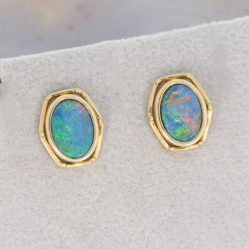 Wert 560 € Opal Ohrringe in 585er 14 K Gelbgold - 81005