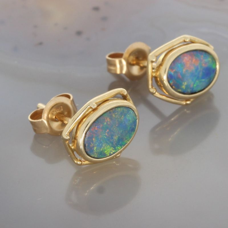 Wert 560 € Opal Ohrringe in 585er 14 K Gelbgold - 81005