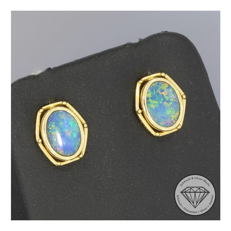 Wert 590 € Opal Ohrstecker 585er 14 K Gelbgold - 81011