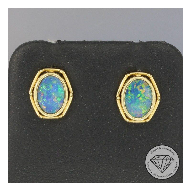 Wert 590 € Opal Ohrstecker 585er 14 K Gelbgold - 81011