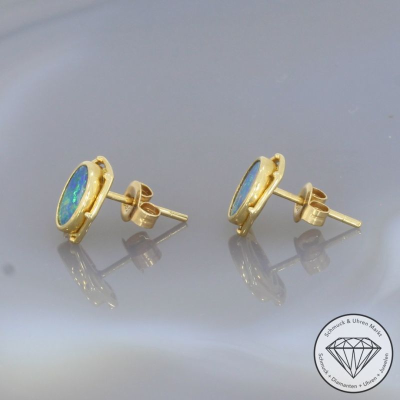 Wert 590 € Opal Ohrstecker 585er 14 K Gelbgold - 81011