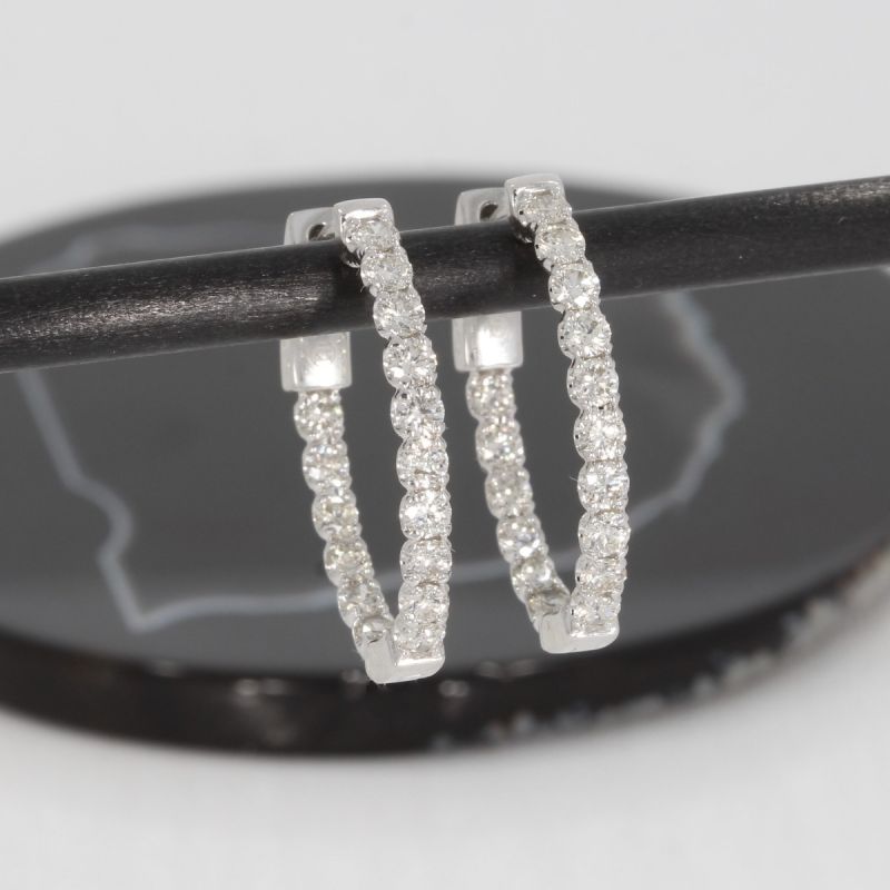 Wert 4550 € Brillant Creolen (1,40 carat) in 585er 14 K Weißgold - H159